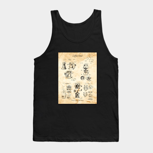 Coffee Addict Gift Patent Art Tank Top by MadebyDesign